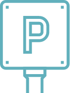 A parking sign icon.