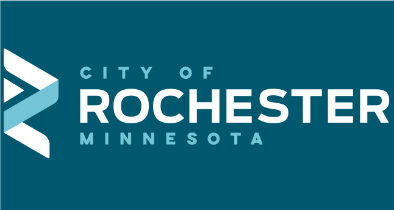 The City of Rochester horizontal reversed logo.