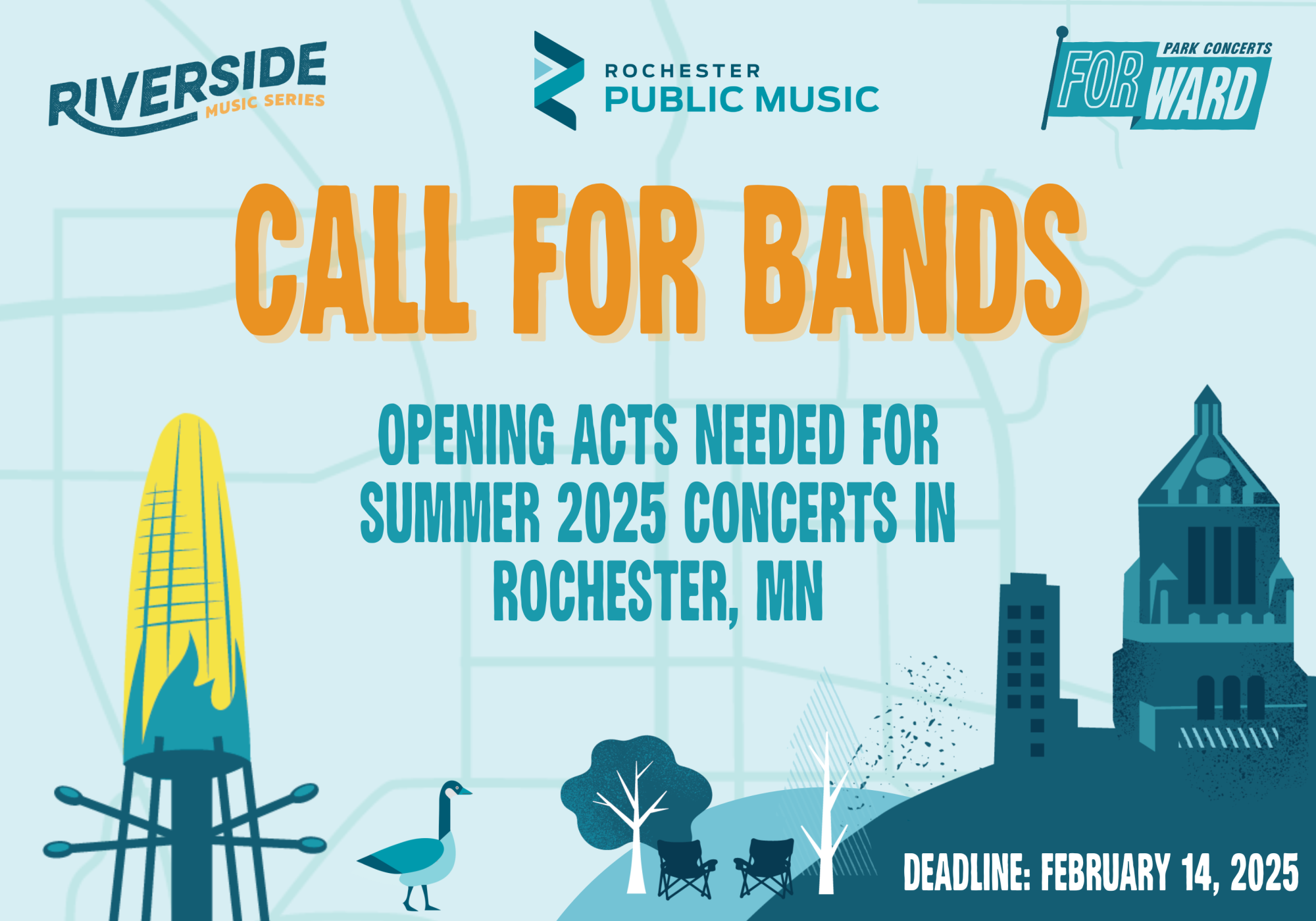 Rochester Public Music seeks bands for Riverside Music Series and FORWARD park concerts