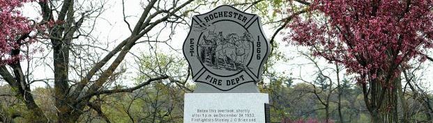 Springtime at the Rochester Fire Department Memorial in Silver Lake Park